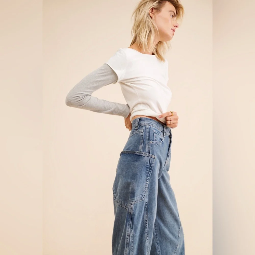 NWT Free People We The Free Sugar & Spice Barrel Jeans - Picture 4 of 8